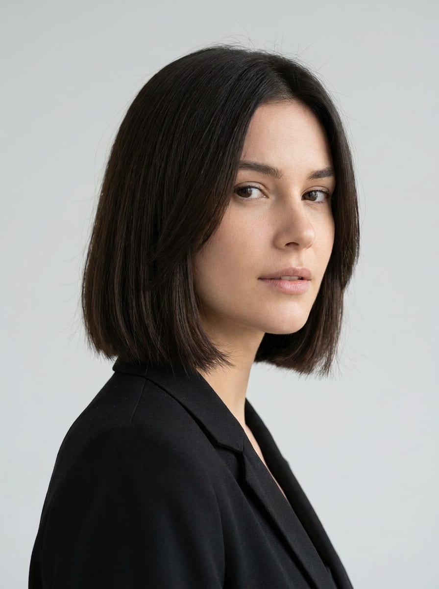 Short Bob mit leichten Face-Framing-Partien - Kurzhaarfrisur für glatte Haare